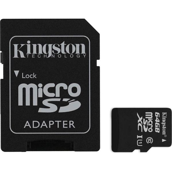 Kingston Micro SD kaart 64GB + Adapter