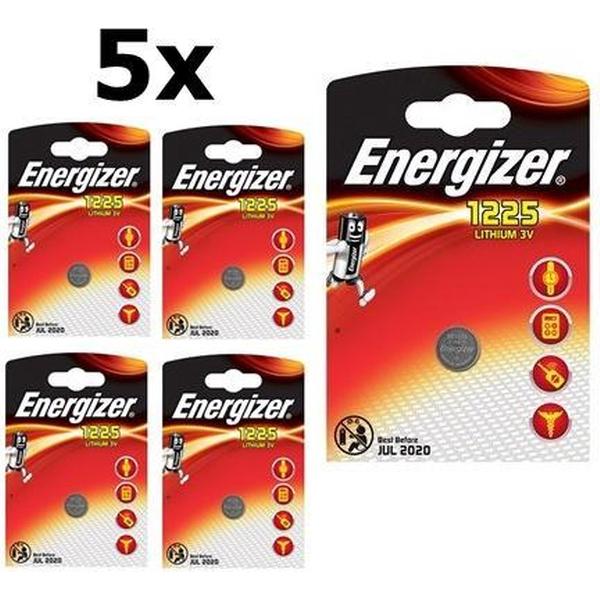 5 Stuks (5 Blister a 1st) Energizer CR1225 48mAh 3V batterij