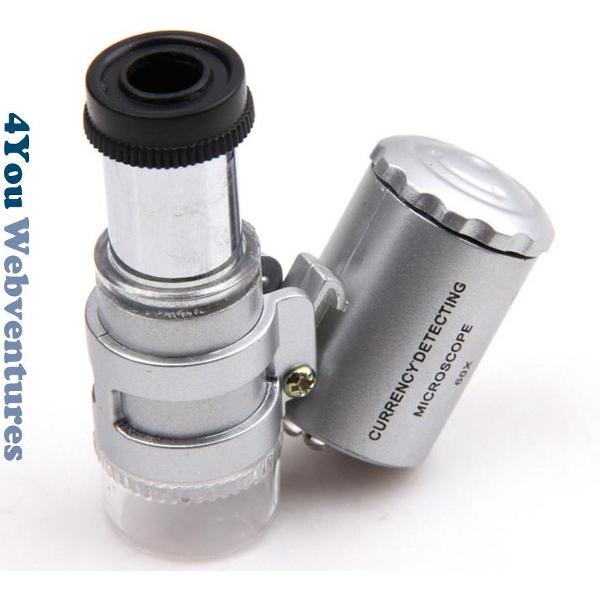 60x Loupe smartphone/tablet - ZONDER bevestigingsmateriaal. Gebruik uw smartphone als microscoop en valsgelddetector.