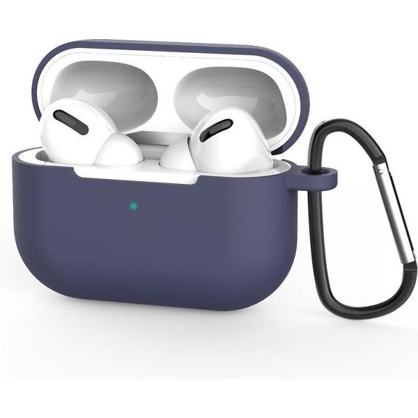 Siliconen Case Apple AirPods Pro blauw - AirPods hoesje blauw met Haak - AirPods case