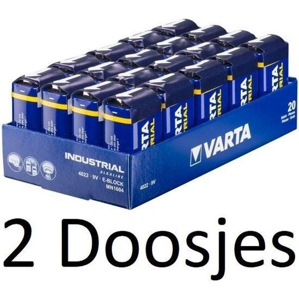 40 Stuk (2 Doosjes a 20 st) Varta industrial MN1604 9V E-Blok