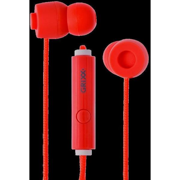 Grixx Optimum In-Ear oordopjes - 10mm Driver - Microfoon - Rood