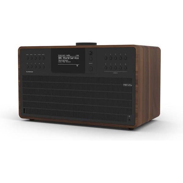 Revo SuperCD - Walnoot/Zwart | CD-speler - Dab Radio - Internetradio - USB - Bluetooth AptX