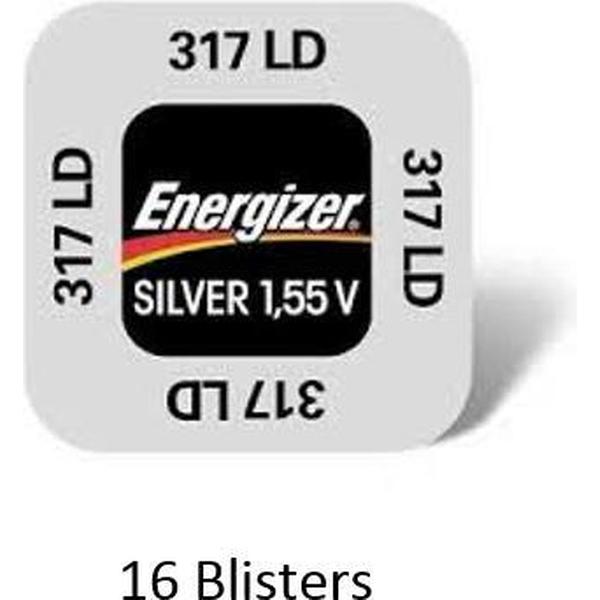 16 stuks (16 blisters a 1 stuk) Energizer Zilver Oxide Knoopcel 317 LD 1.55V