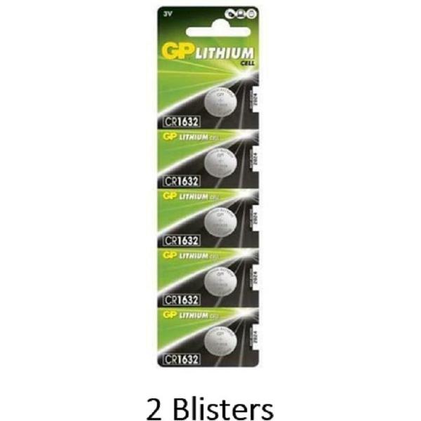 10 stuks (2 blisters a 5 stuks) GP Lithium CR1632 3V knoopcel blister 5