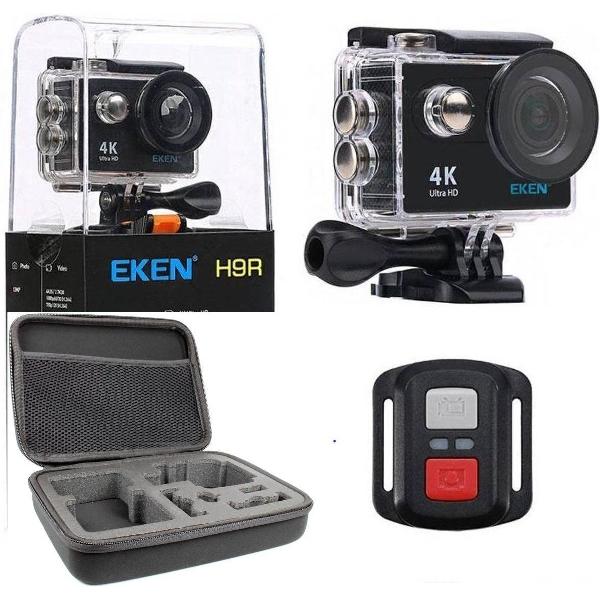 EKEN H9R+ ACTION Camera 20MP 4K ULTRA HD waterproof met WiFi & Afstandsbediening veel extra's en hardschalige opbergkoffer