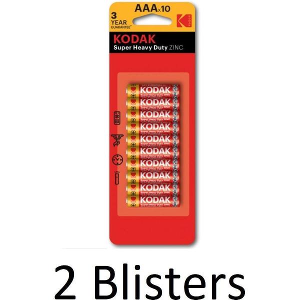 20 Stuks(2 Blisters a 10 st) Kodak ZINC super heavy duty AAA