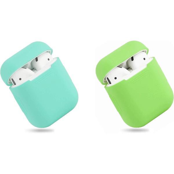 Bescherm Hoesje Cover SET 2 STUKS voor Apple AirPods Case -- Mint groen en lime green