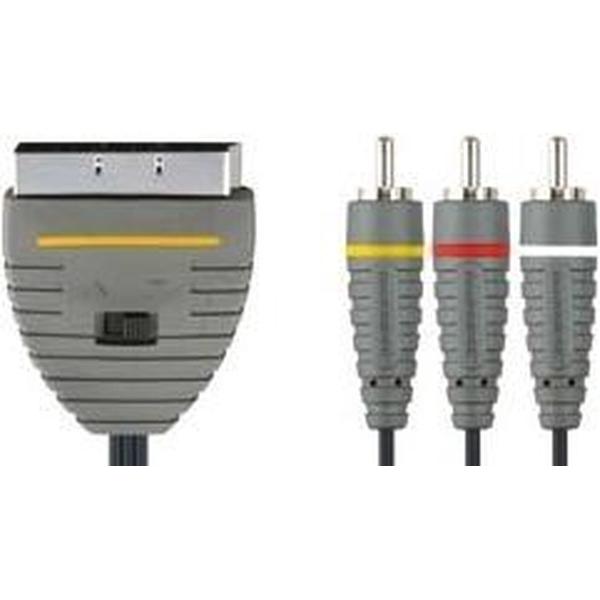 Bandridge Scart - Composiet 3RCA kabel + in-uit schakelaar met vergulde contacten - 2 meter