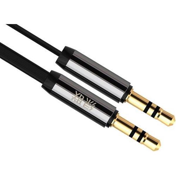 3.5mm Male-Male Audio Jack Ultra Plat kabel Zwart - 50cm