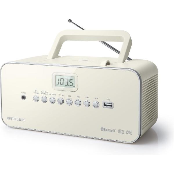 Muse M-30 BTN - Draagbare Radio/CD-speler met USB en bluetooth - crème