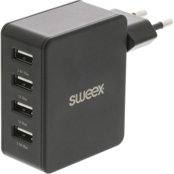Sweex CH-007BL Lader 4 - Uitgangen 4.8 A Usb Zwart