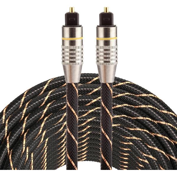 By Qubix Toslink kabel - 15 meter - zwart - optical cable audio - audio male to male - Nylon edition - Optische kabel van hoge kwaliteit!