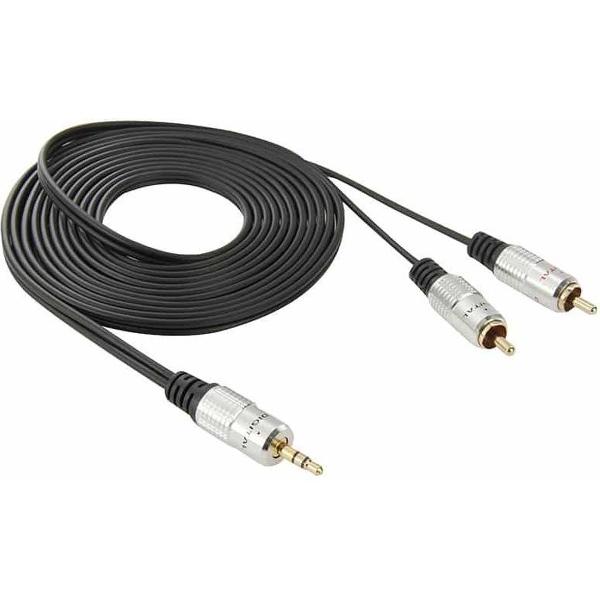 3,5 mm Jack Stereo naar 2 RCA mannelijke audiokabel, lengte: 3m