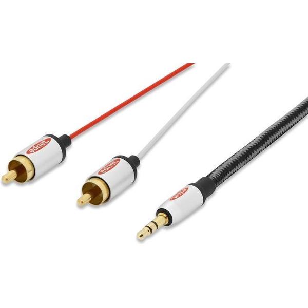 Ednet 84542 audio kabel 2,5 m 3.5mm 2 x RCA Zwart, Zilver