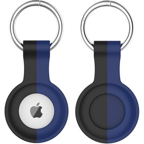 Apple AirTag Sleutelhanger Siliconen Bescherm Hoes Zwart Blauw