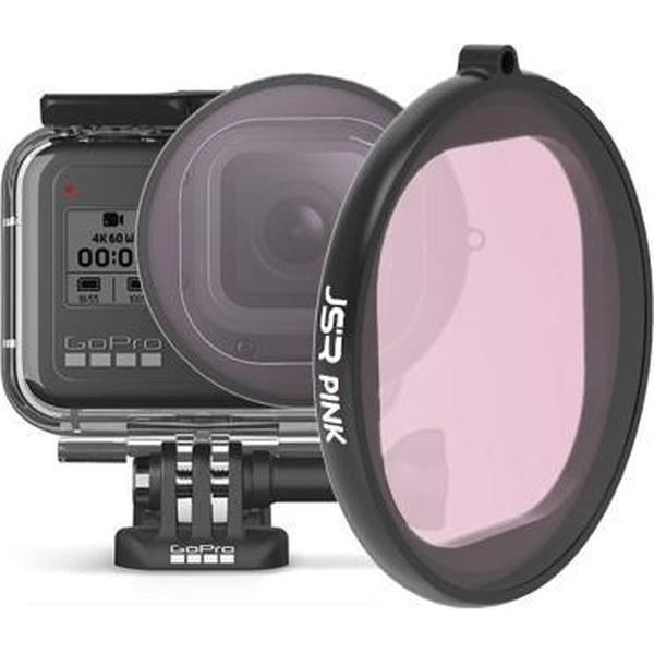 JSR ronde behuizing duiken kleurenlensfilter voor GoPro HERO8 zwart (roze)