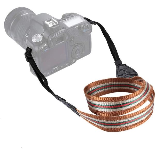 PULUZ Streepstijl Serie Schouderriem Camerariem voor SLR / DSLR-camera's (bruin)