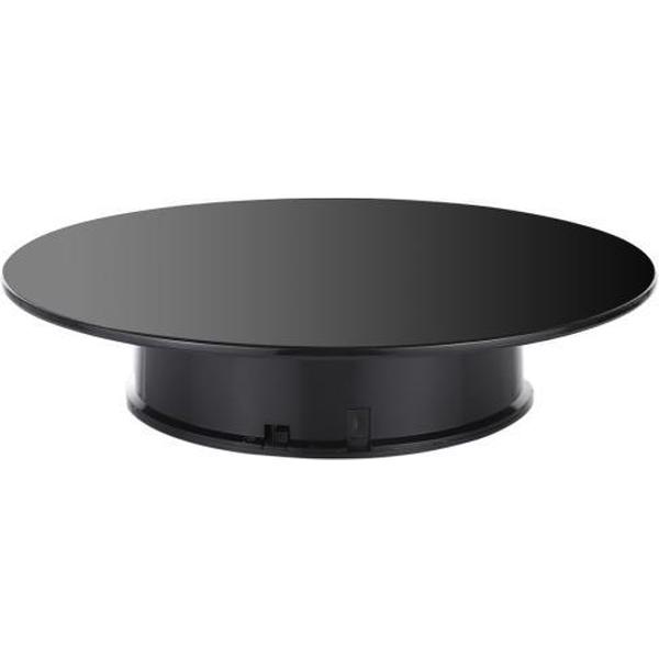 25cm 360 graden elektrisch draaiend spiegeloppervlak Draaitafel Displaystandaard Video-opnamerekwisieten Draaitafel voor fotografie, laad 3kg, aangedreven door batterij (zwart)