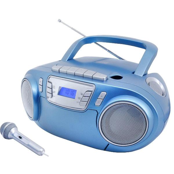 soundmaster SCD5800BL Radio/CD-speler FM FM, USB, Cassette, Radio-opname Incl. microfoon Blauw