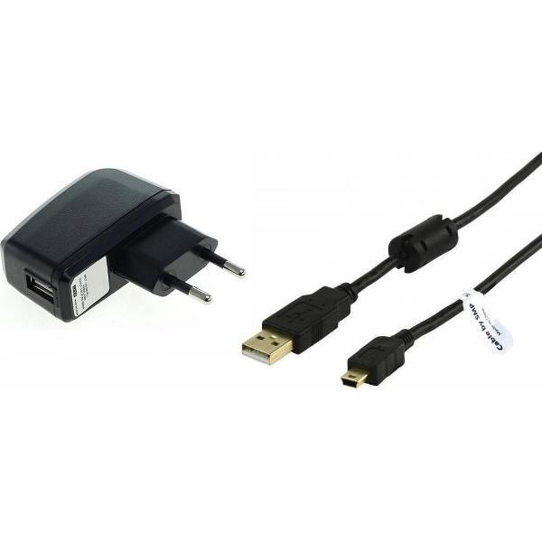 1A oplader en oplaadkabel. 1,8 m Oplaadsnoer met adapter stekker Past ook op Rollei o.a. Actioncam 300, 310