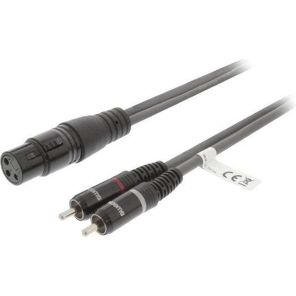 Sweex SWOP15220E15 Xlr Stereokabel Xlr 3-pins Female - 2x Rca Male 1.5 M Donkergrijs