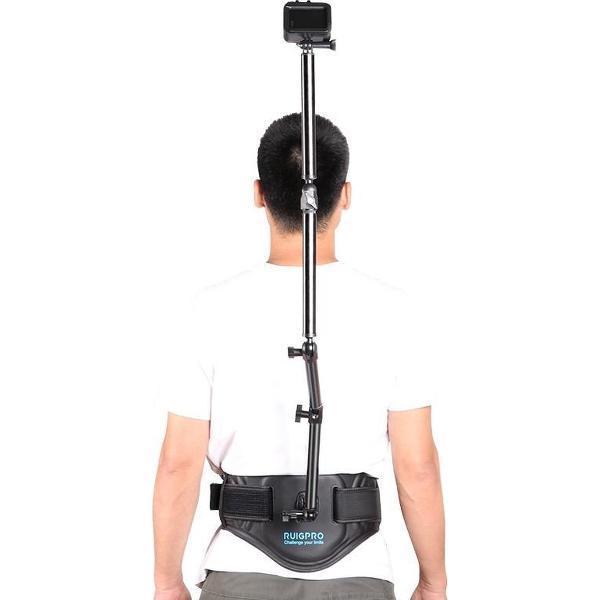 RUIGPRO Heupgordelhouder + Selfie Stick voor GoPro HERO9 Black / HERO8 Black / HERO7 / 6/5/5 Session / 4 Session / 4/3 + / 3/2/1, DJI OSMO Pocket, Insta360 ONE X, Ricoh Theta S / Theta V / Theta SC36 en andere panorama-actiecamera's