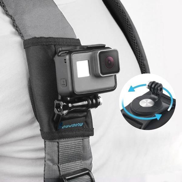RUIGPRO Klittenband rugzak Rec-Mounts Clip Clamp Mount met schroef voor GoPro HERO9 Black / HERO8 Black / 7/6/5/5 sessie / 4 sessie / 4/3 + / 3/2/1, DJI Osmo Action, Xiaoyi en andere actiecamera's (zwart)