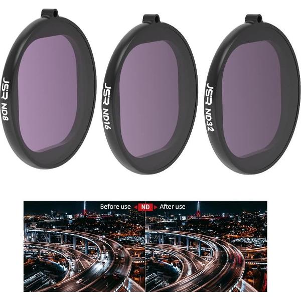 JSR ronde behuizing 3 in 1 ND8 + ND16 + ND32 lensfilter voor GoPro HERO8 zwart