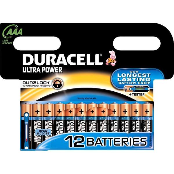 Duracell Ultra alkaline AAA-batterijen, verpakking van 12