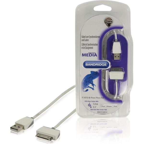 Bandridge Bbm39100w10 Synchronisatie- en Oplaadkabel voor Ipod/iphone/ipad