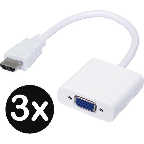 HDMI naar VGA Adapter Kabel Converter 1080p Full HD - Wit - 3 PACK
