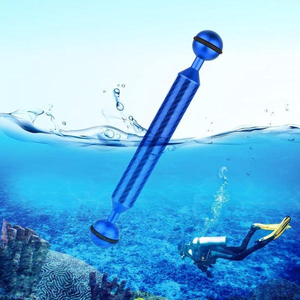 PULUZ 7 inch 17,7 cm lengte 20,8 mm diameter dubbele ballen koolstofvezel zwevende arm, bal diameter: 25 mm (blauw)