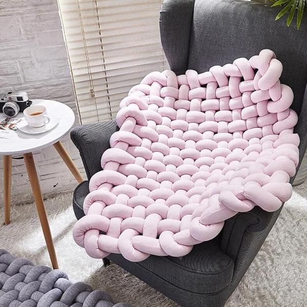 Handgeweven Woondecoratie Twist Antislipmat Shooting Props (roze)