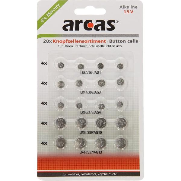 Arcas Alkaline mixed set 4xAG1, 4xAG3, 4xAG4, 4xAG10, 4xAG13