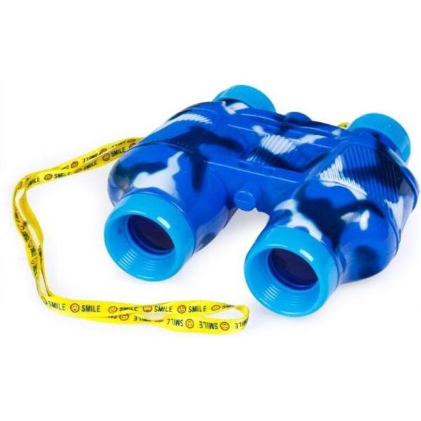 Kinder speelgoed verrekijker blauw voor peuters 14 cm - Safari verkennen - Ontdekkingsreis - Verrekijkers voor kinderen