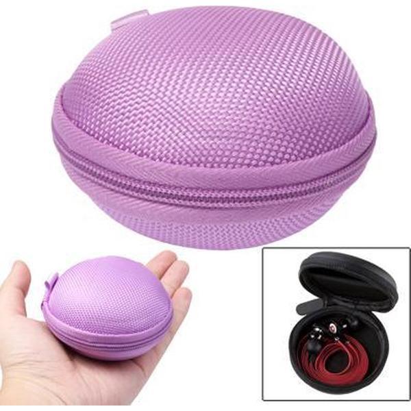 Draagbaar draagtasvak in rasterstijl voor hoofdtelefoon / oortelefoon (paars)