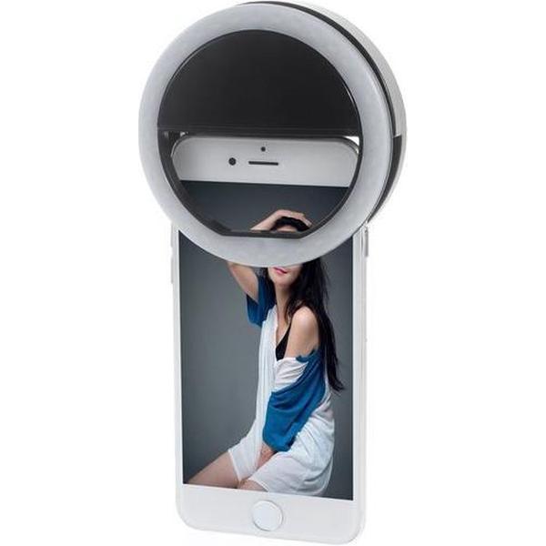 GadgetBay Selfie licht ringvormige lamp smartphone dimbaar - Zwart