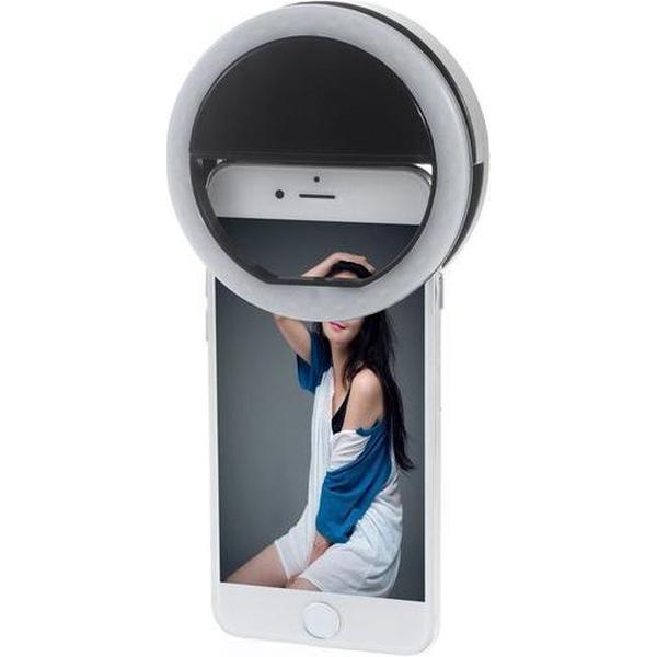 GadgetBay Selfie licht ringvormige lamp smartphone dimbaar - Zwart