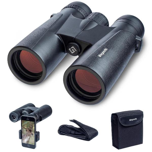 LifeGoods 10x42 Verrekijker - Compacte Set met Smartphone Adapter, Lensdoppen, Nekkoord en Draagtas