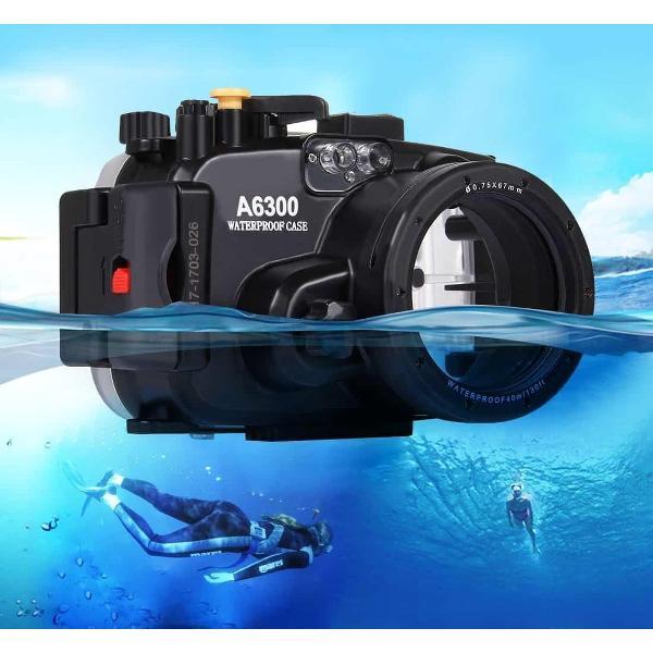 PULUZ 40 m onderwater duikbril waterdichte camera behuizing voor Sony A6300 (E PZ 16-50mm F3.5-5.6 OSS) (zwart)
