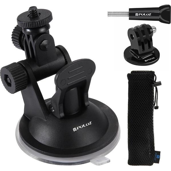 PULUZ zuignaphouder met schroef en statiefbevestiging & opbergtas voor GoPro NIEUW HERO / HERO7 / 6/5/5 Session / 4 Session / 4/3 + / 3/2/1, DJI Osmo Action, Xiaoyi en andere actie camera's