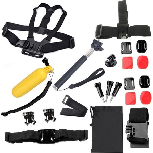 YKD-103 22 in 1 borstgordel + polsband op afstand + hoofdriem + helmriem + draagtas + Monopod-montageset voor GoPro HERO4 / 3 + / 3/2/1 / SJ4000