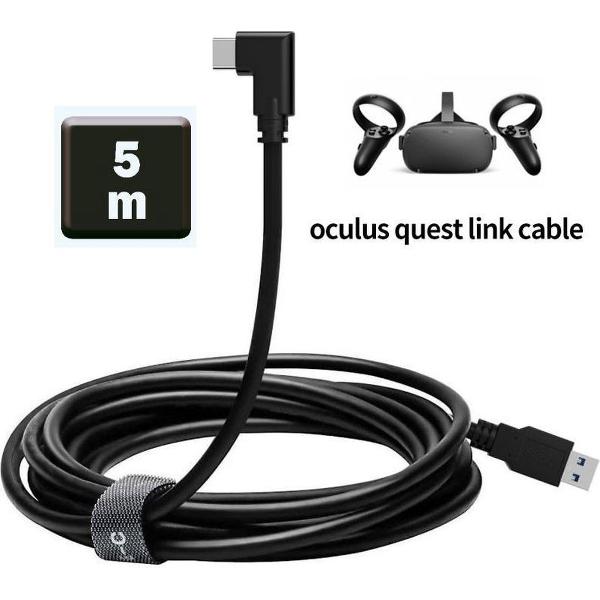 Oculus Quest 2 Link Kabel | 5 meter | Incl. GRATIS Cable Clip én Universeel opzetmasker | USB C naar USB A | 5 GBPS