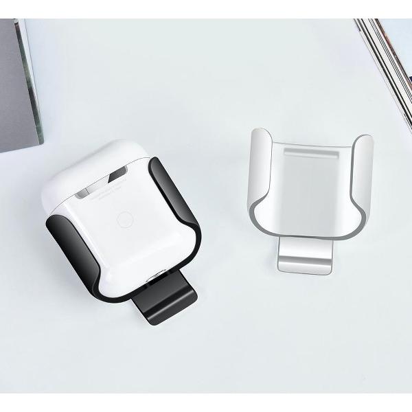 AirPods Beschermer met Bevestigingsclip geschikt voor Apple Airpods 1/ 2 - Zwart