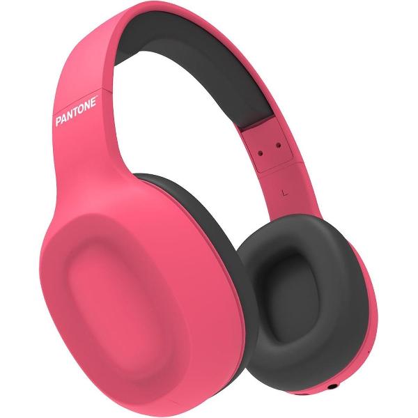 Pantone PT-WH002P hoofdtelefoon/headset Hoofdband 3,5mm-connector Micro-USB Bluetooth Zwart, Roze