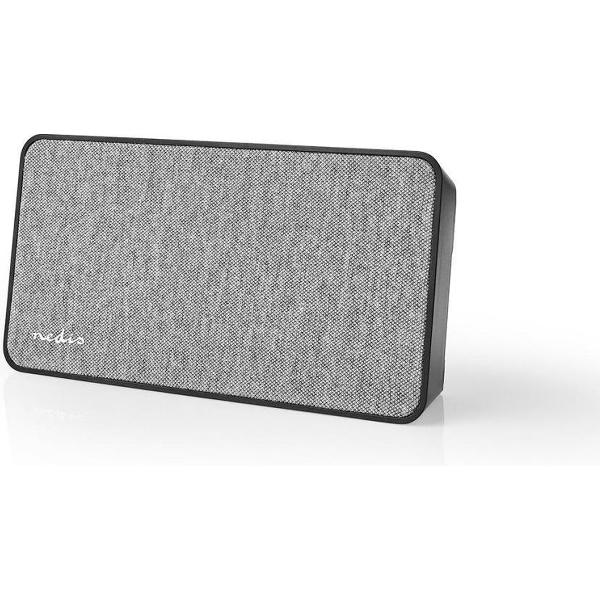 Nedis Fabric Bluetooth® Speaker | 15 W | Up to 4 Hours Playtime |Digital Clock | Grey / Black