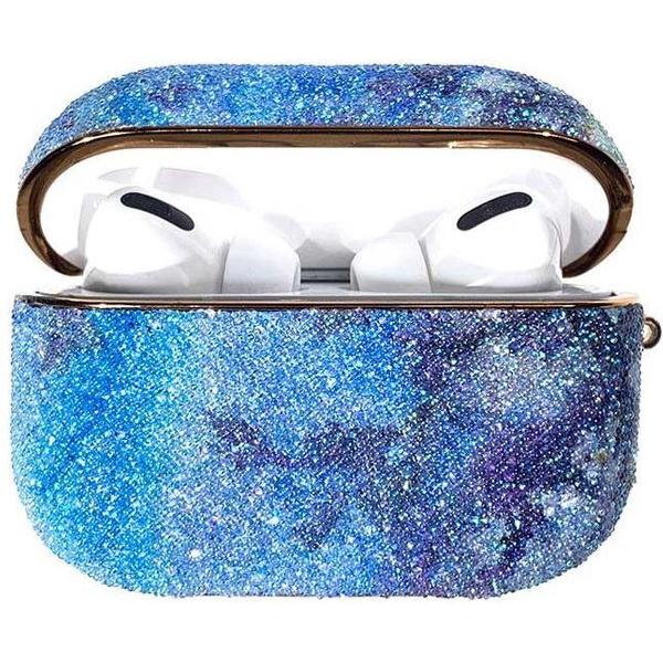Kingxbar Rainbow glanzende glitter case voor AirPods Pro blauw