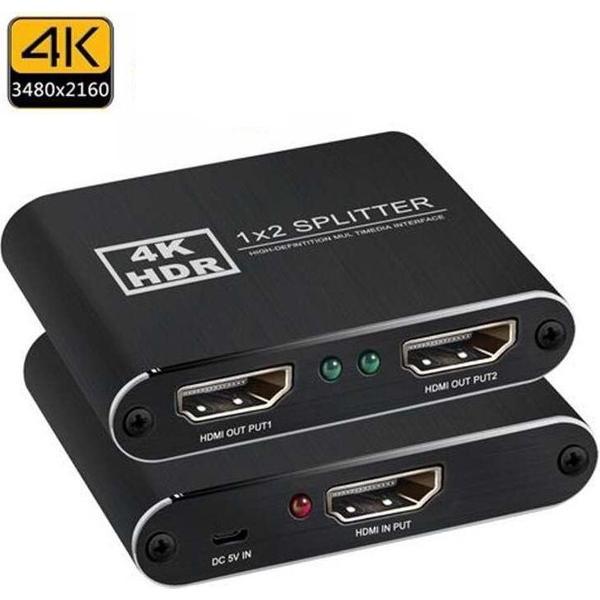 DrPhone UHDS2 - Ultra HD 1x2 HDMI splitter – Gaming – PC – TV – 4K – 1080P - Zwart