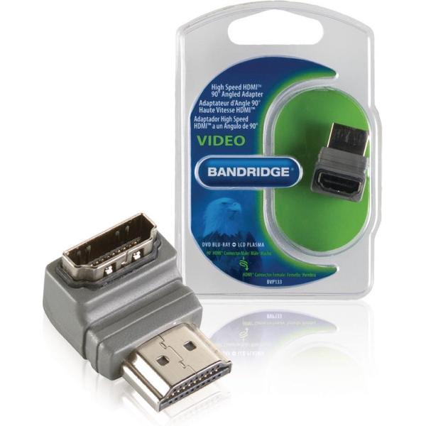 Bandridge BVP133 High Speed Hdmi Met Ethernet Adapter 90° Haaks Hdmi-connector - Hdmi Female Grijs